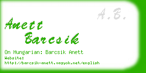 anett barcsik business card